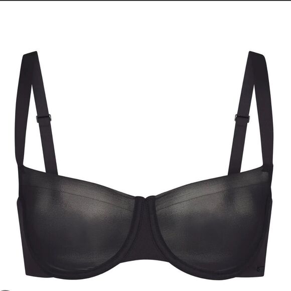NWT SKIMS No Show Molded Unlined Balconette Sexy Sheer Lingerie In Onyx Black - Picture 4 of 8